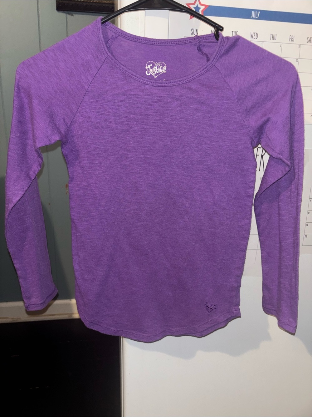 Justice Girls Purple Long Sleeve Crew Tee